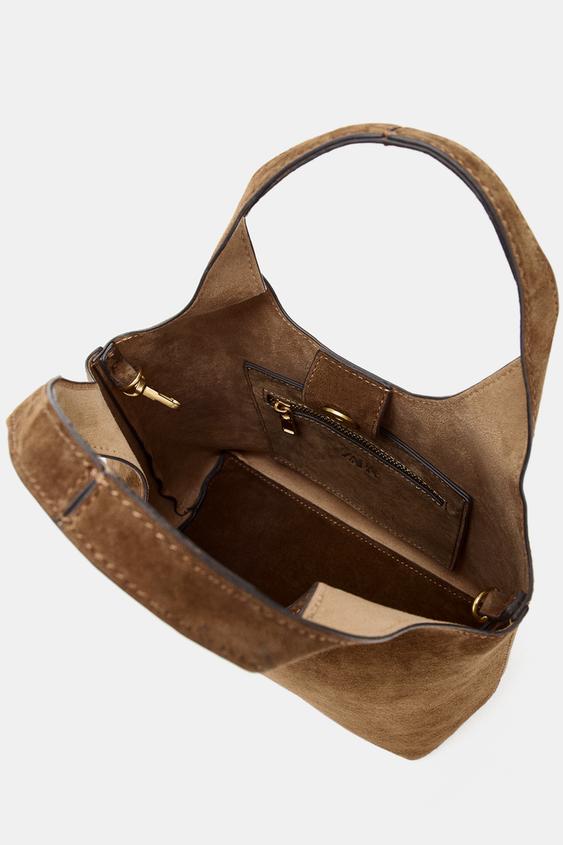 Bolso de Piel Mini Shopper Marrón Ante