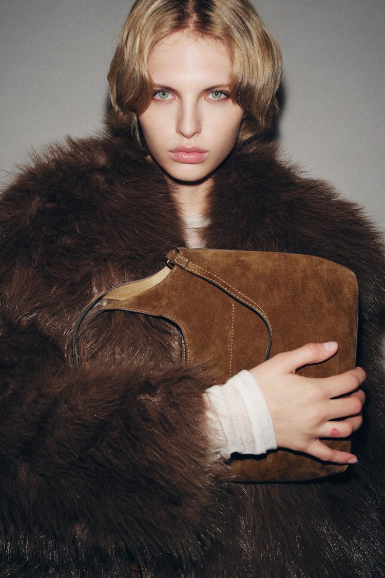 Bolso de Piel Mini Shopper Marrón Ante