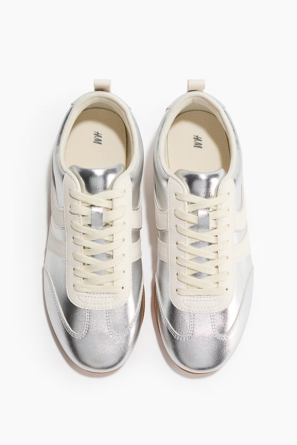 Zapatillas deportivas con collarín acolchado y cordones - Plateado H&M