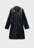 Trench largo Mango efecto piel con cinturón - Negro