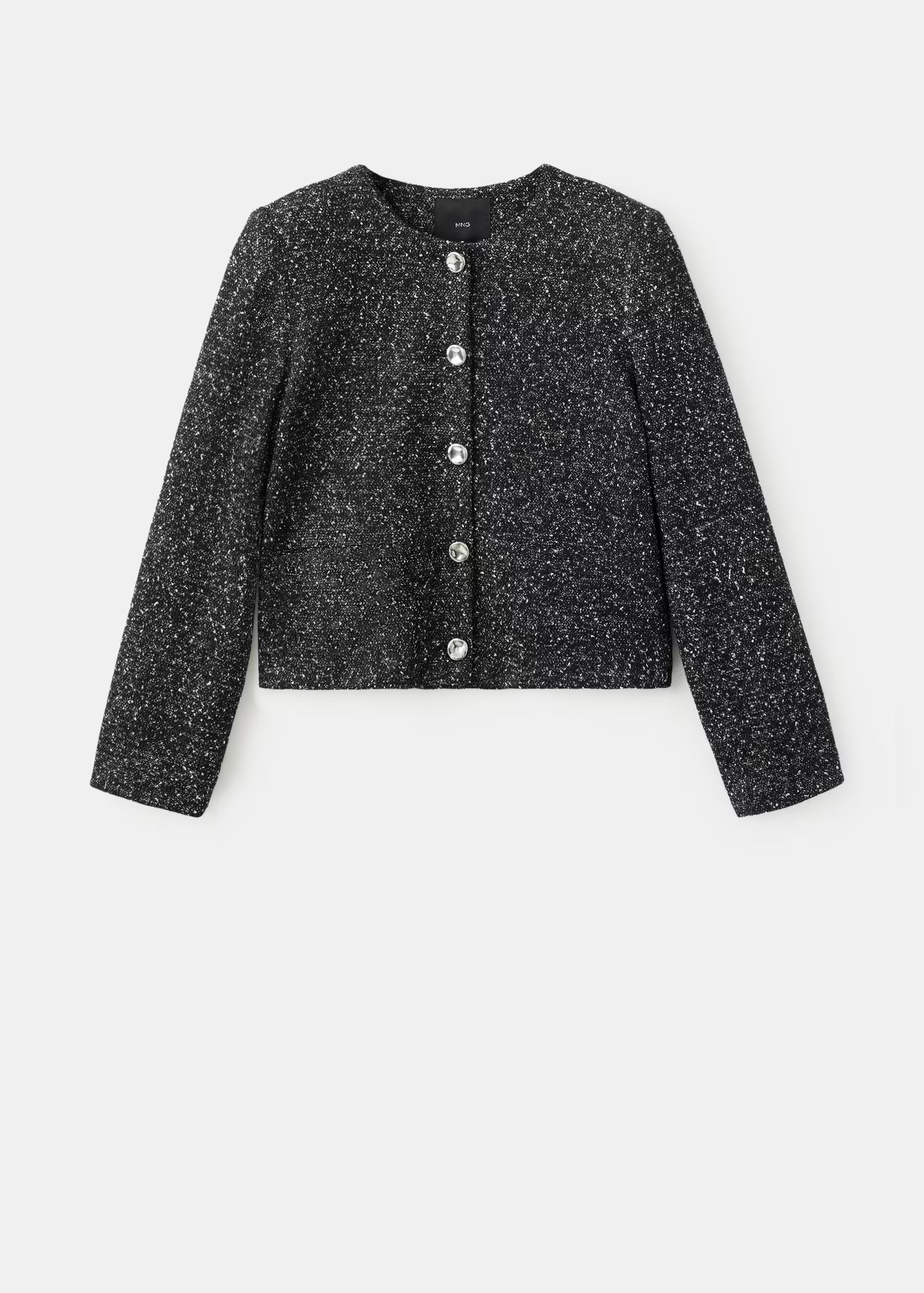 Chaqueta Mango de punto jaspeado negra