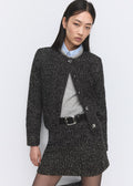 Chaqueta Mango de punto jaspeado negra