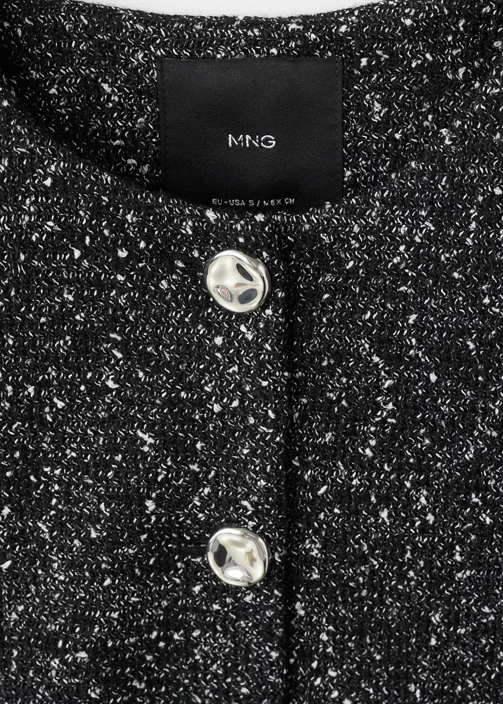 Chaqueta Mango de punto jaspeado negra