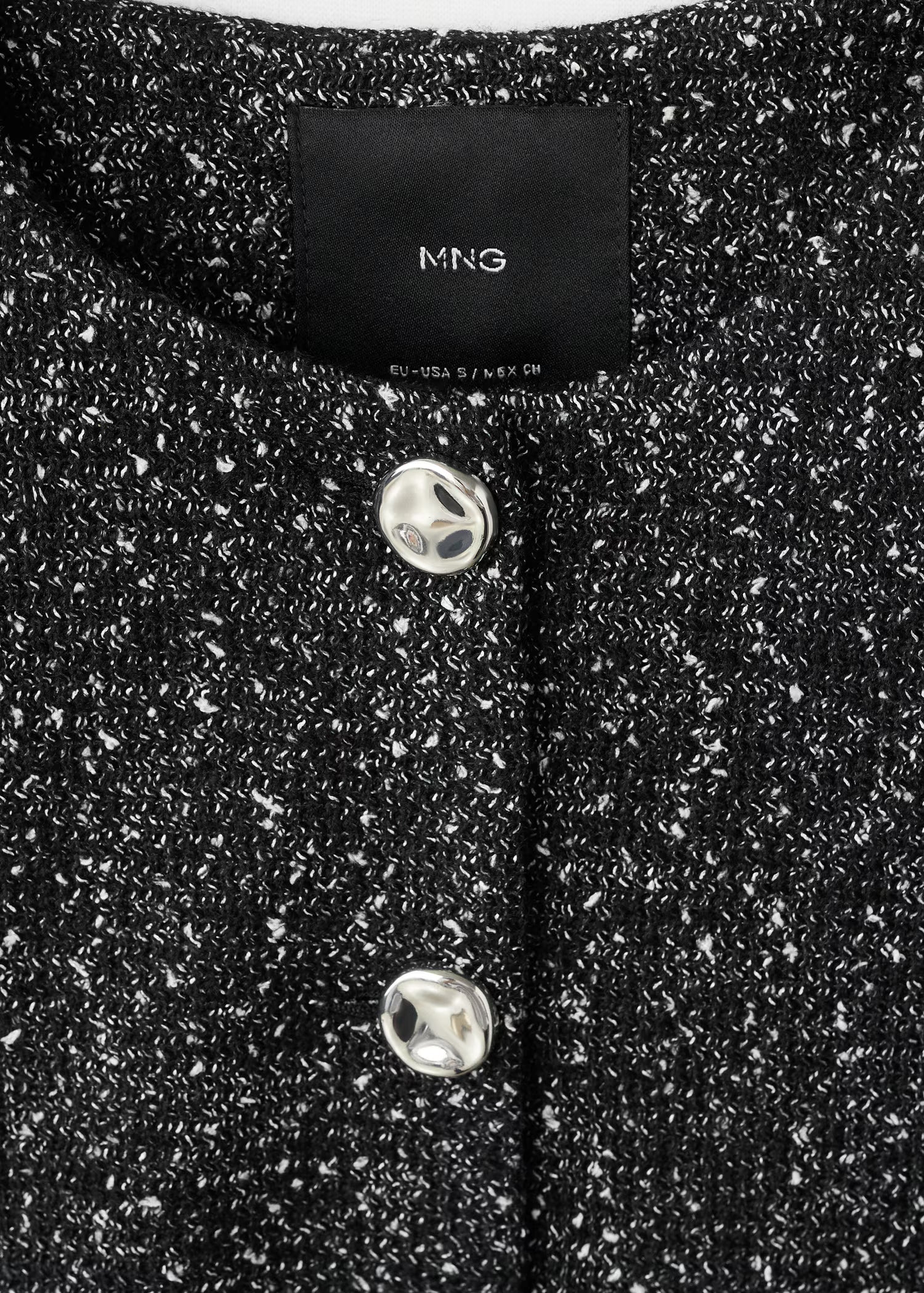 Chaqueta Mango de punto jaspeado negra
