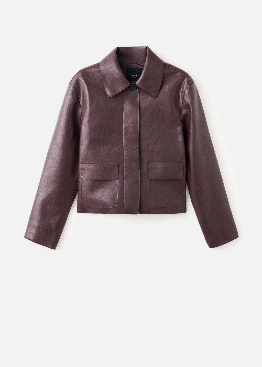 Chaqueta Mango efecto piel con bolsillos Granate