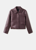 Chaqueta Mango efecto piel con bolsillos Granate