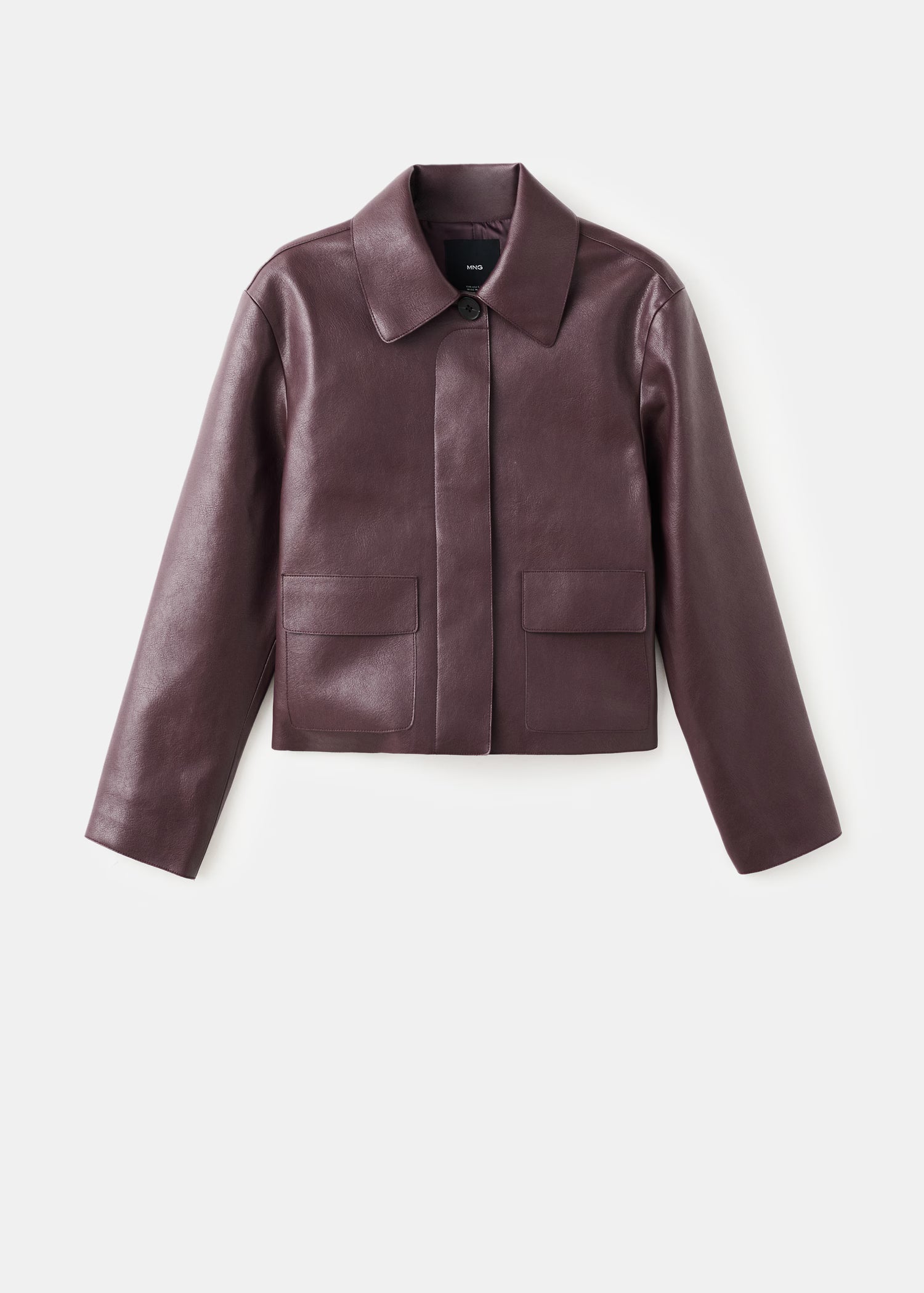 Chaqueta Mango efecto piel con bolsillos Granate