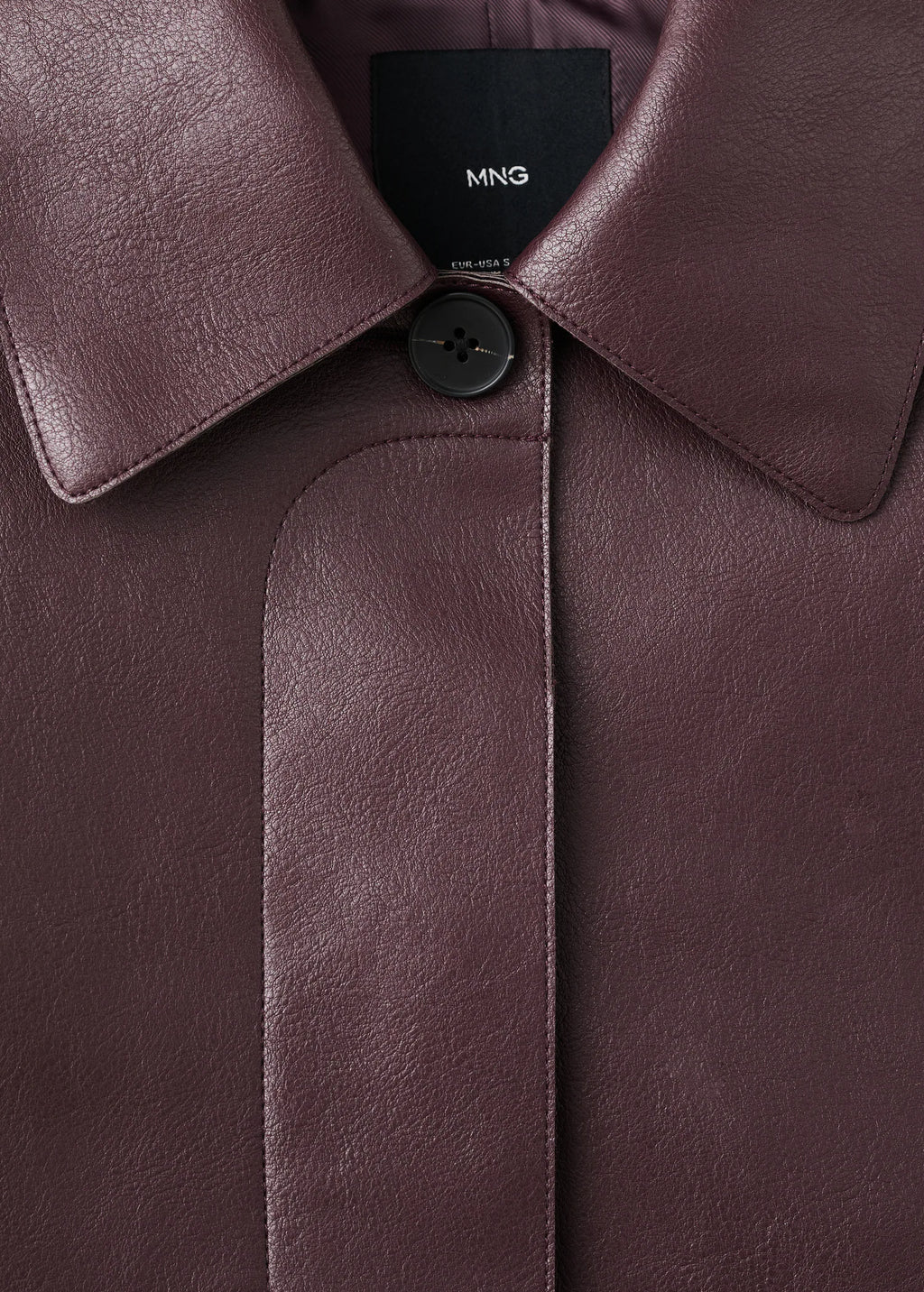 Chaqueta Mango efecto piel con bolsillos Granate
