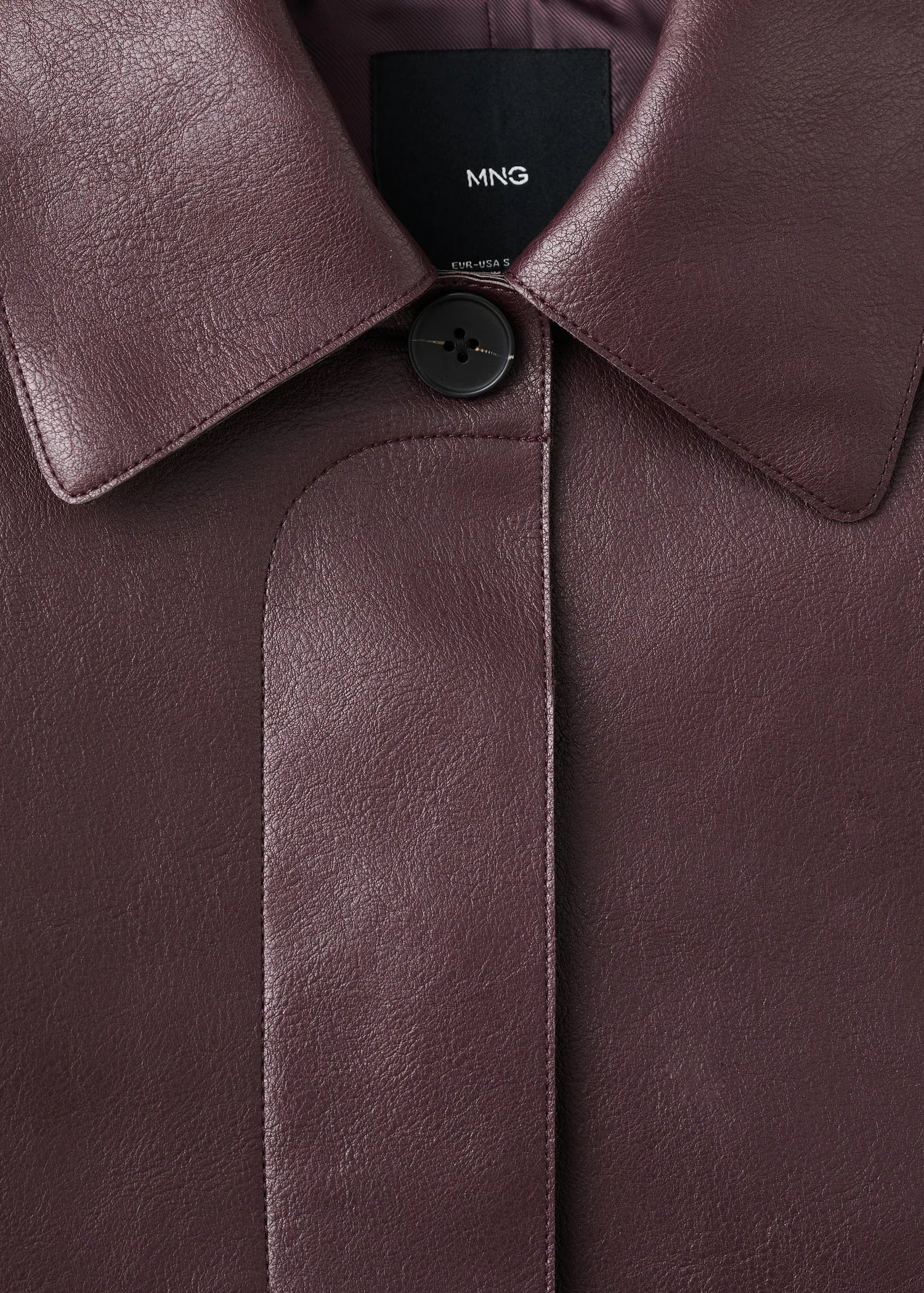 Chaqueta Mango efecto piel con bolsillos Granate