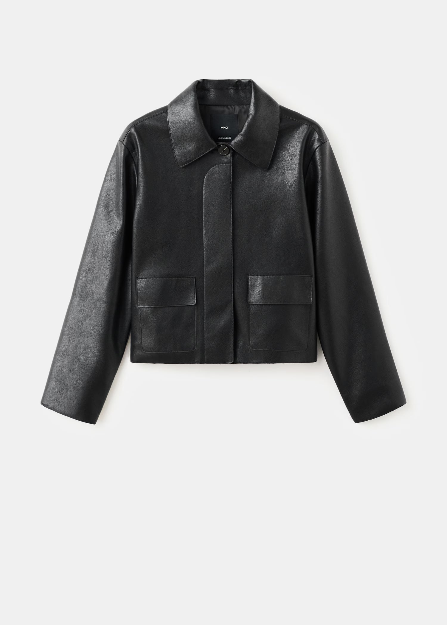 Chaqueta Mango efecto piel con bolsillos - Negro