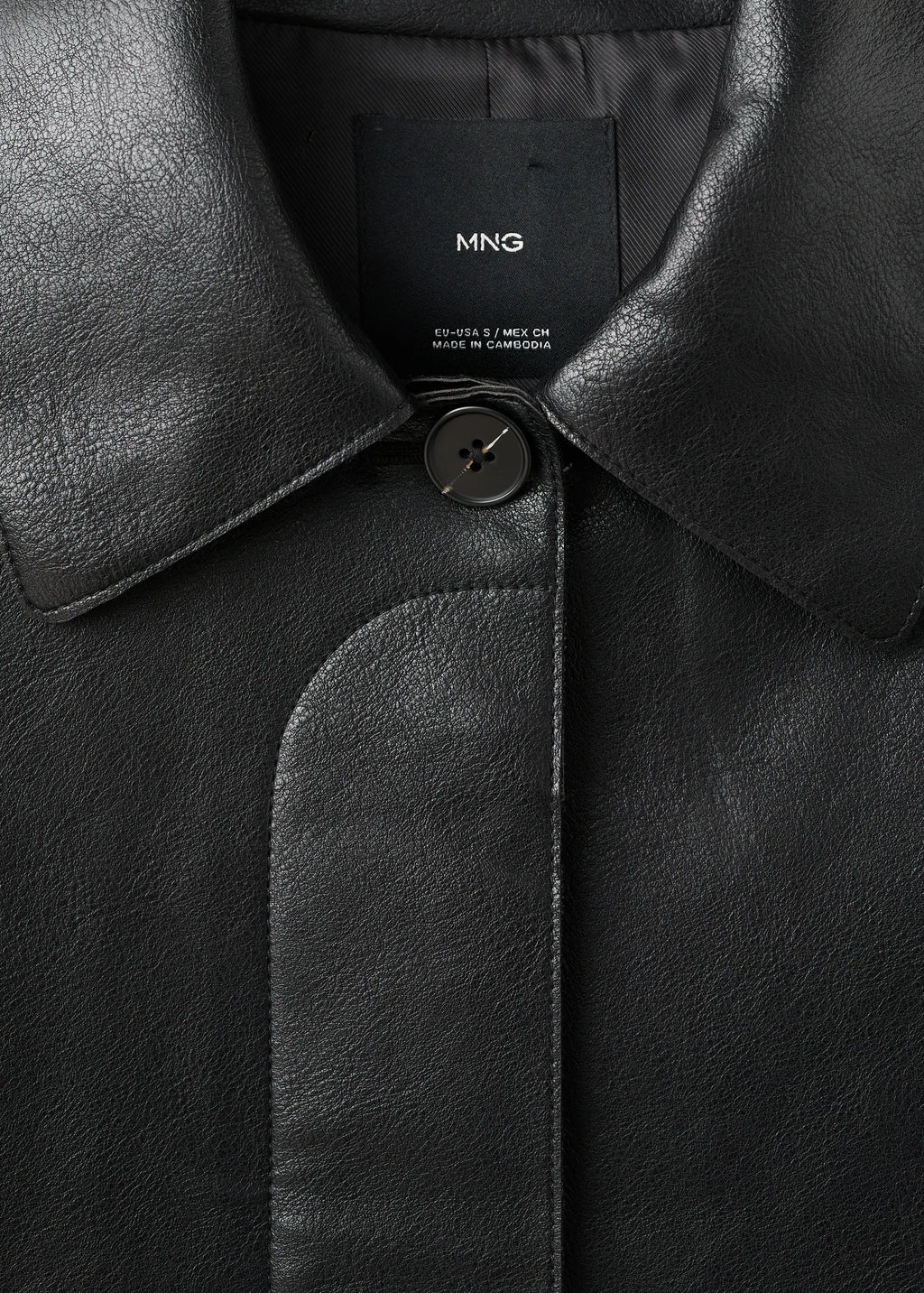 Chaqueta Mango efecto piel con bolsillos - Negro