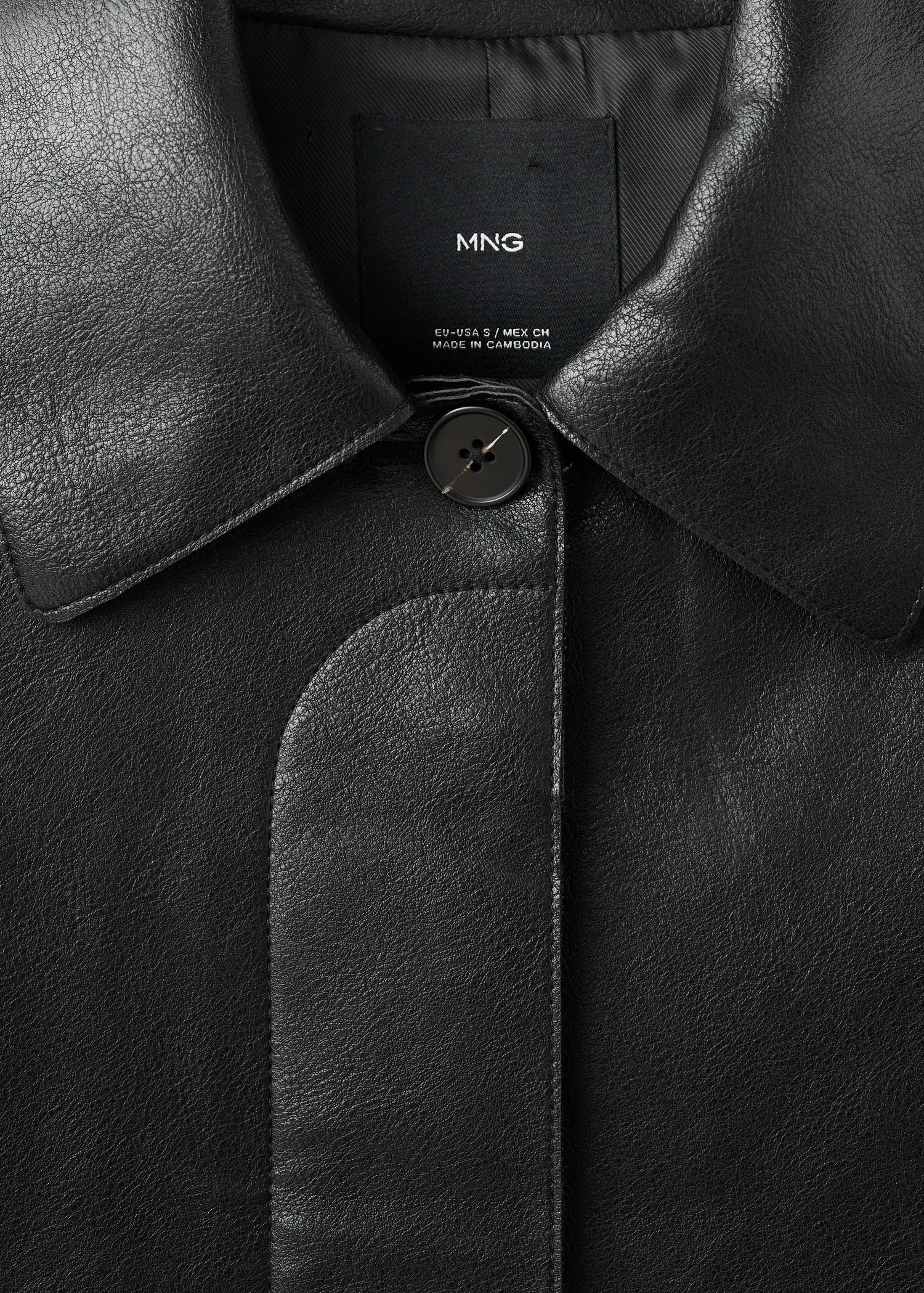 Chaqueta Mango efecto piel con bolsillos - Negro