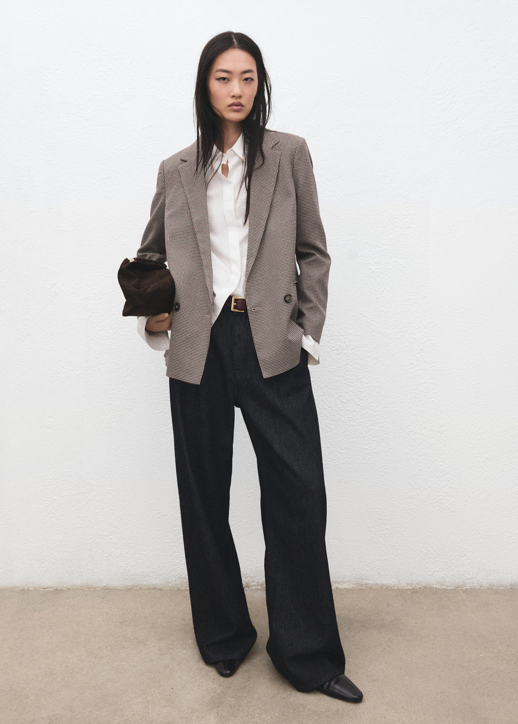 Blazer cruzada micro pata de gallo Mango