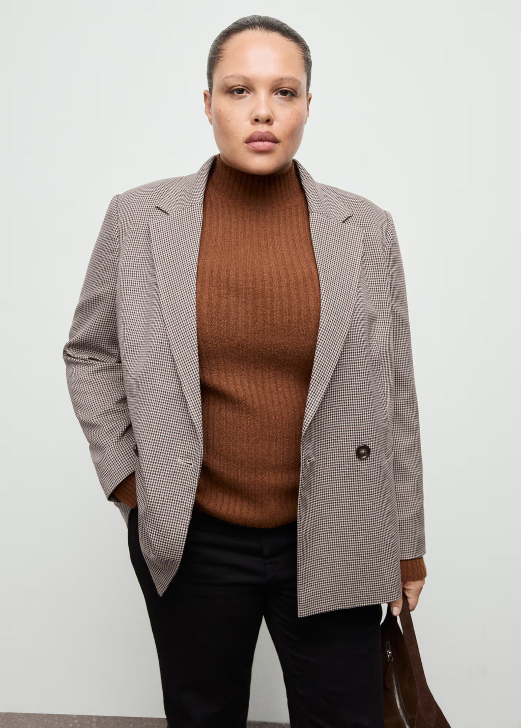 Blazer cruzada micro pata de gallo Mango