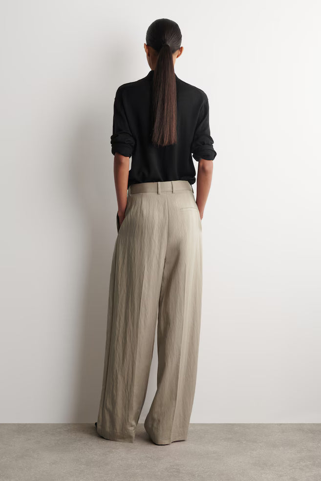 Pantalón Wide Leg Beige Almendra – G.Street