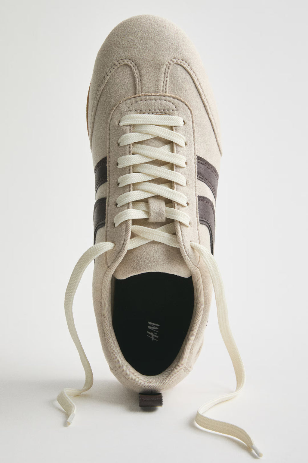 Zapatillas deportivas H&M con cordones y trabilla - Beige claro/Marrón oscuro
