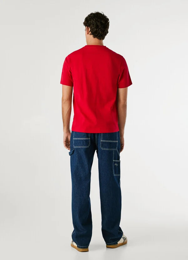 Pepe Jeans Camiseta Logo Bordado Fit Regular - Rojo