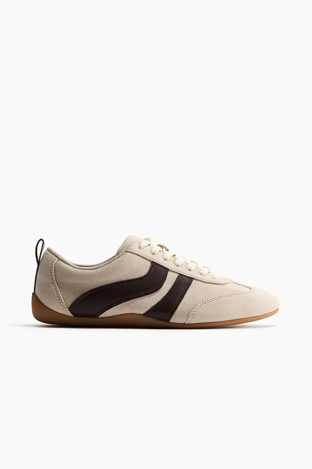 Zapatillas deportivas H&M con cordones y trabilla - Beige claro/Marrón oscuro