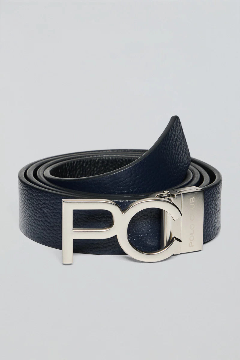 Cinturón Bennet Reversible Azul Marino y Negro - Polo Club