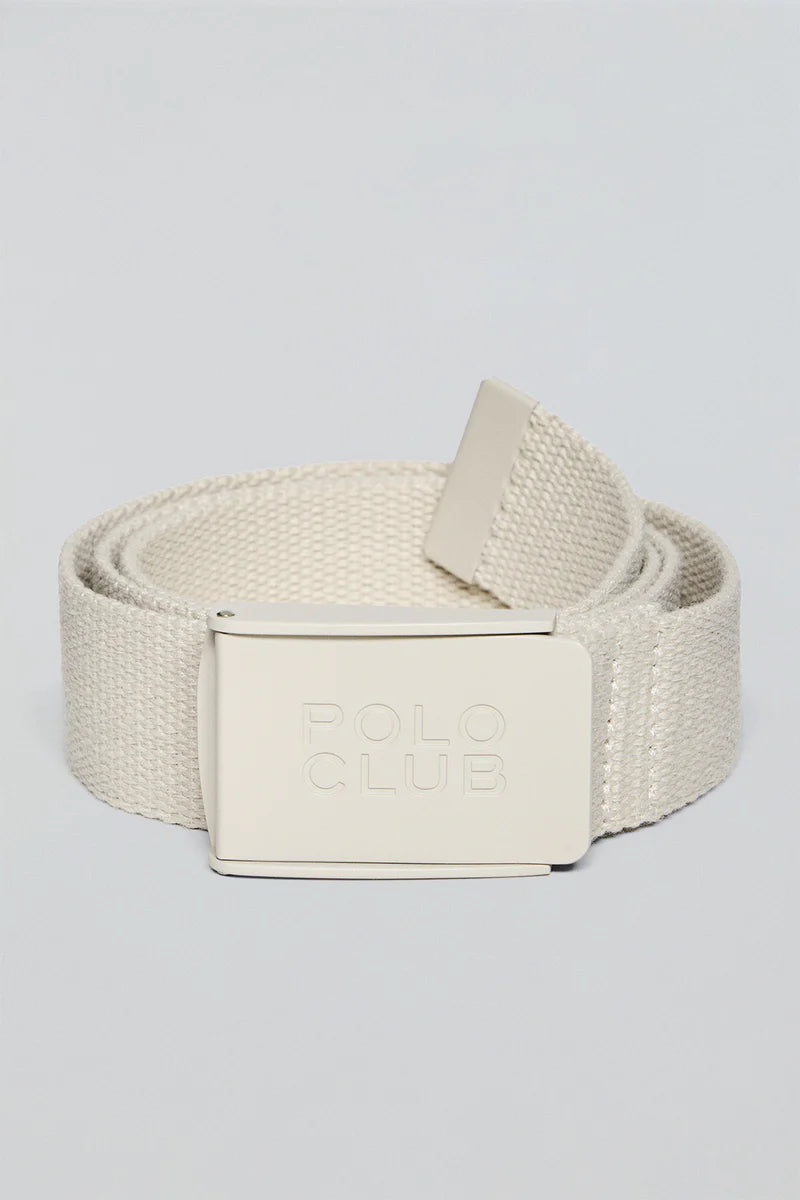 Cinturón Brahim Canvas Beige con Hebilla Logotipada