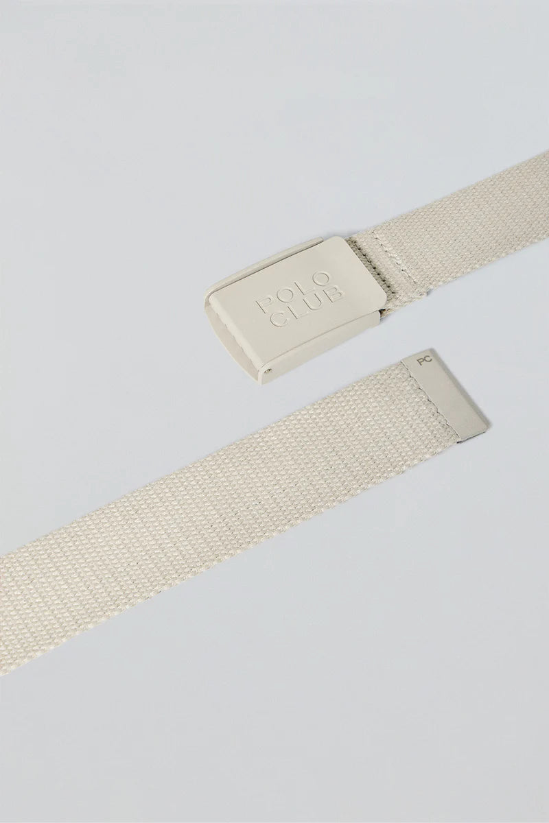 Cinturón Brahim Canvas Beige con Hebilla Logotipada
