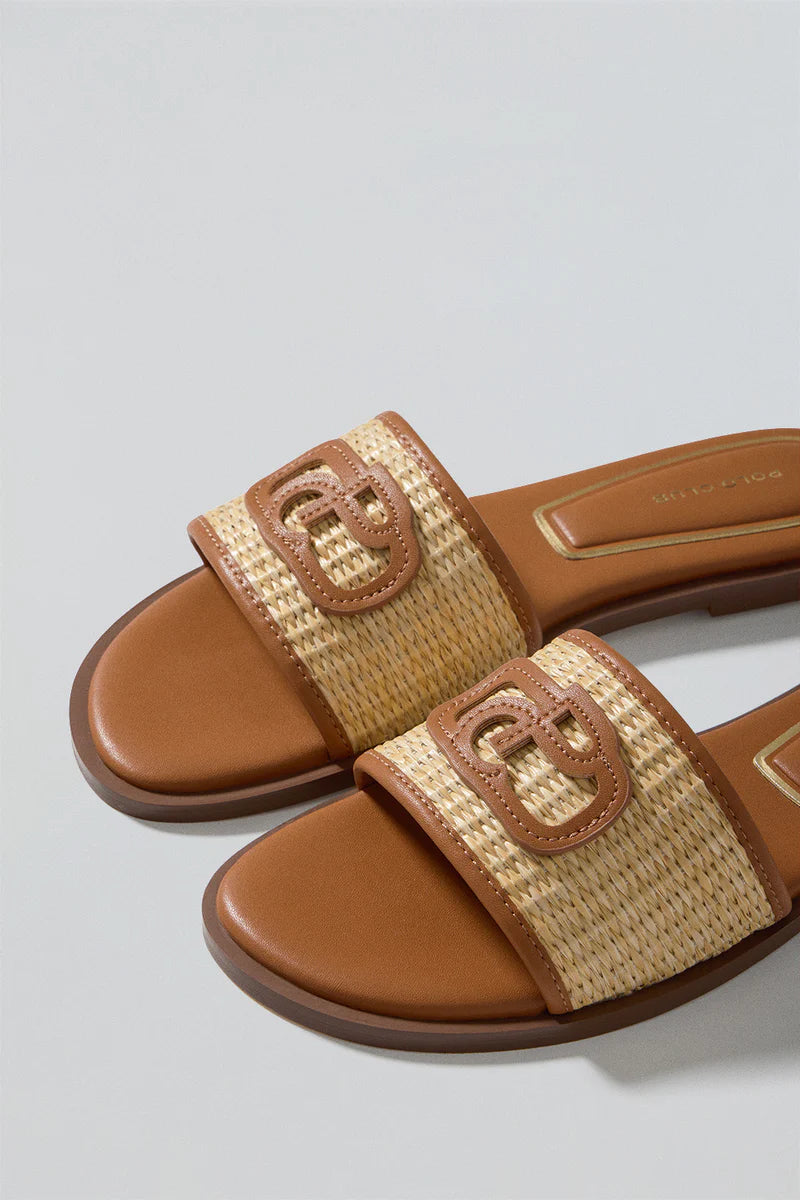 Sandalia Marrón Greta de Rafia con Logo PC