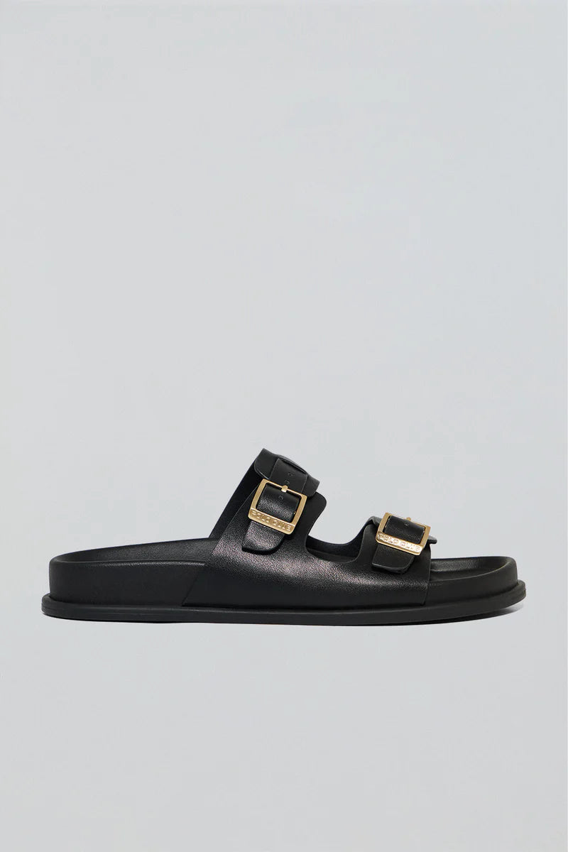 Sandalia bio negra Blake con hebillas Polo Club mujer