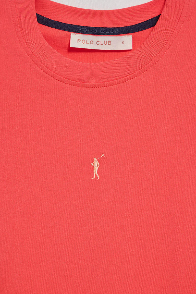 Camiseta Básica Color Coral Sin Mangas con Logo Bordado Rigby Go