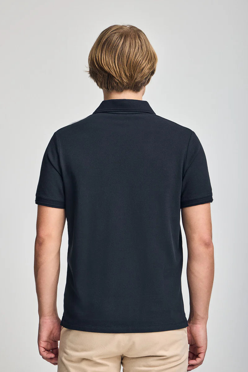 Polo azul marino de manga corta y tres botones con logo bordado Rigby Go