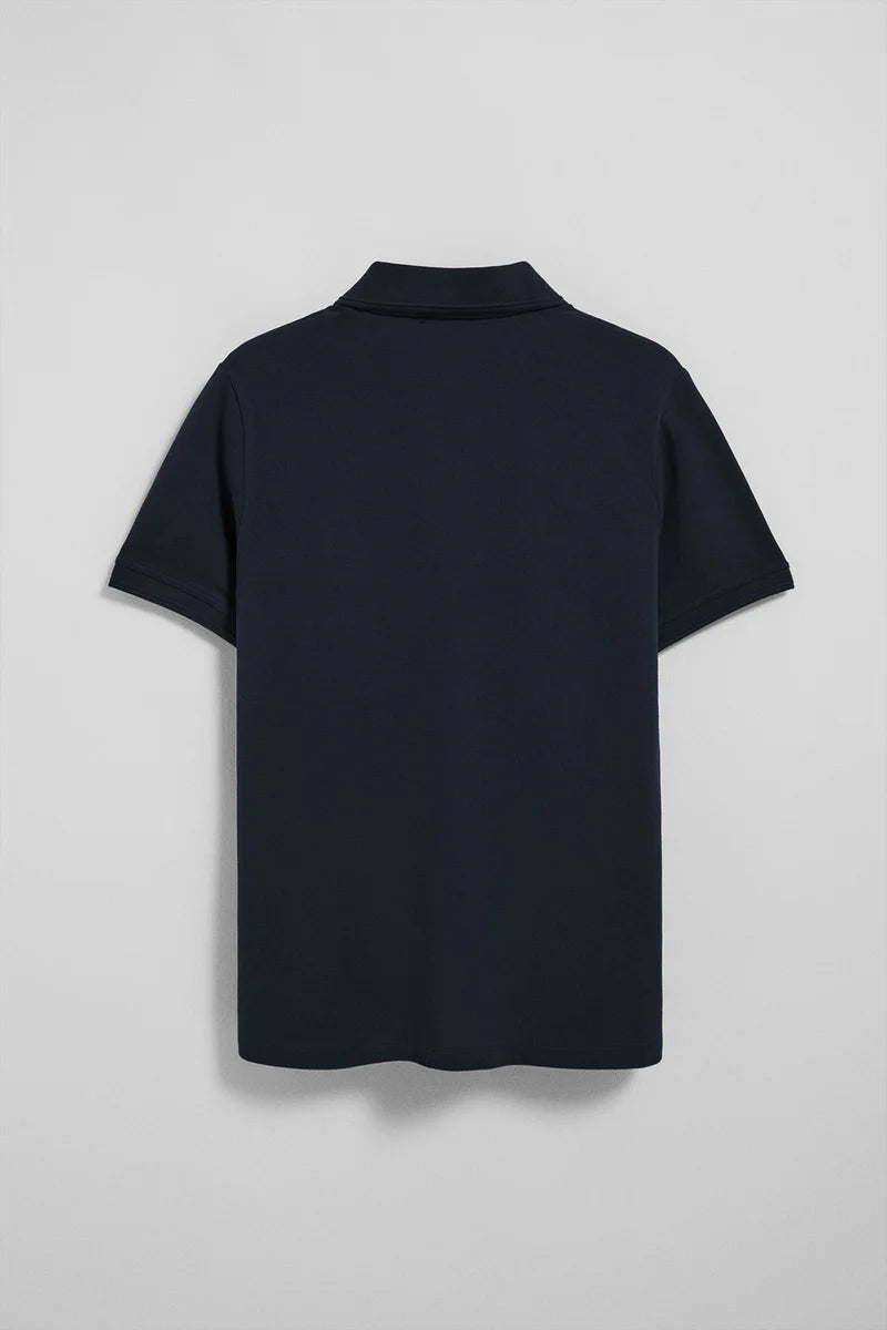 Polo azul marino de manga corta y tres botones con logo bordado Rigby Go