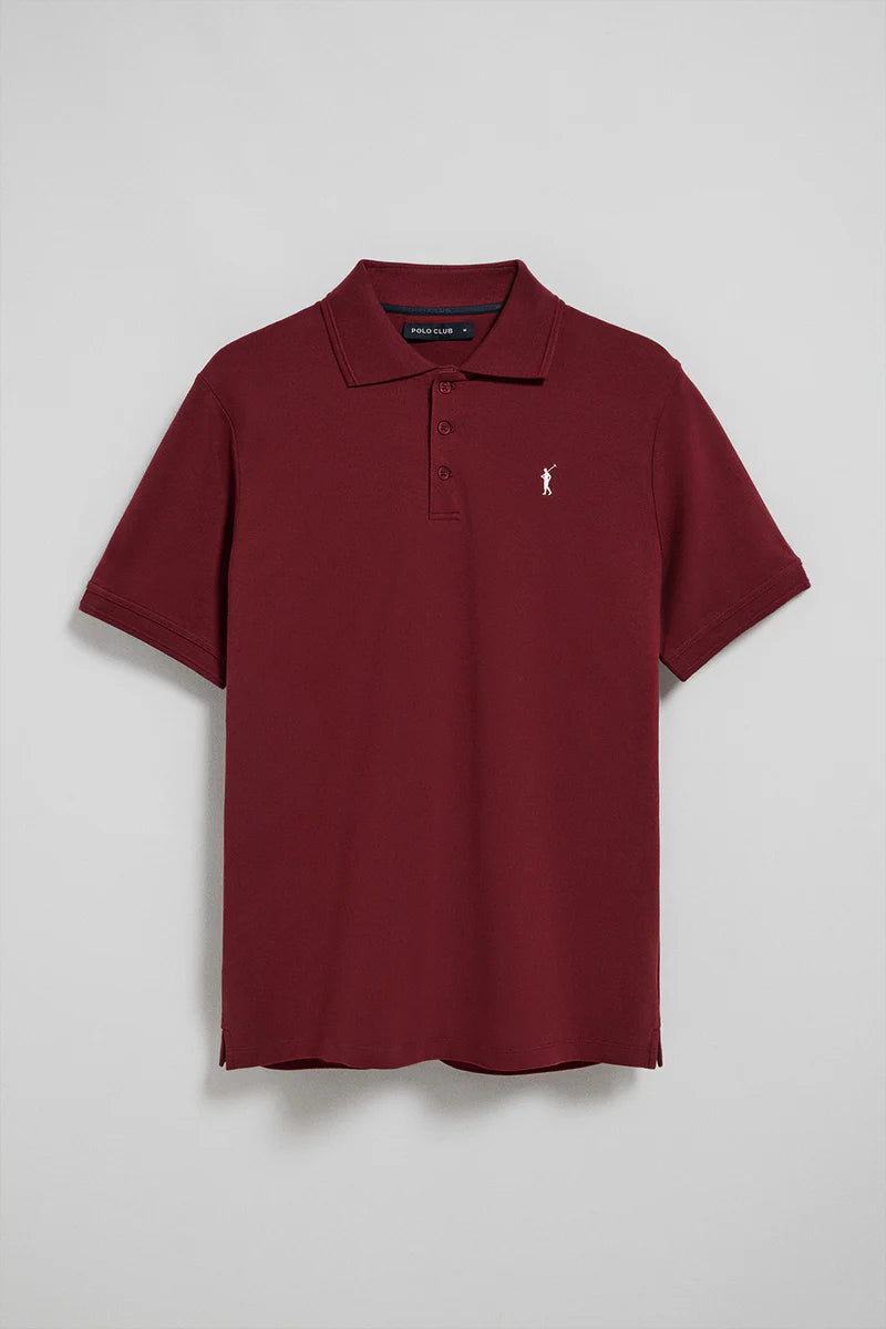 Polo granate de manga corta y tres botones con logo bordado Rigby Go