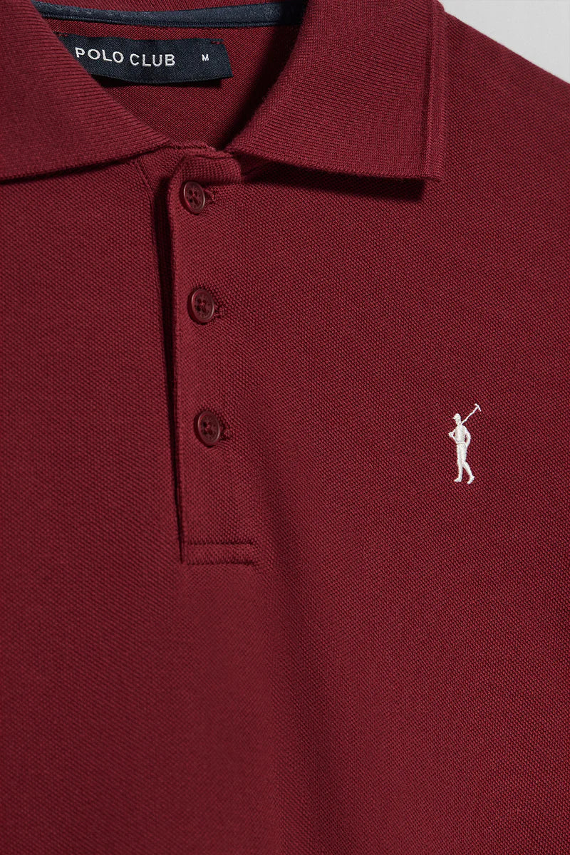 Polo granate de manga corta y tres botones con logo bordado Rigby Go