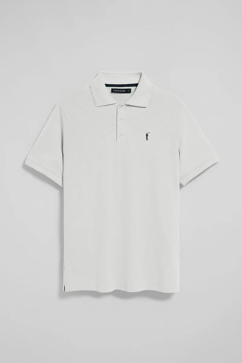 Polo blanco de manga corta y tres botones con logo bordado Rigby Go