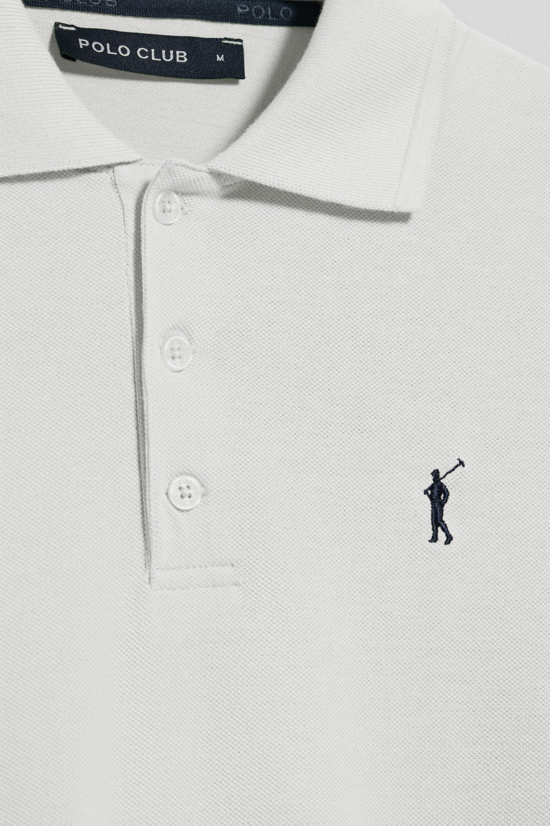 Polo blanco de manga corta y tres botones con logo bordado Rigby Go