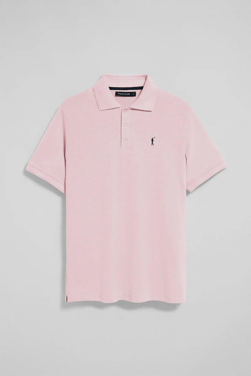 Polo rosa de manga corta y tres botones con logo bordado Rigby Go