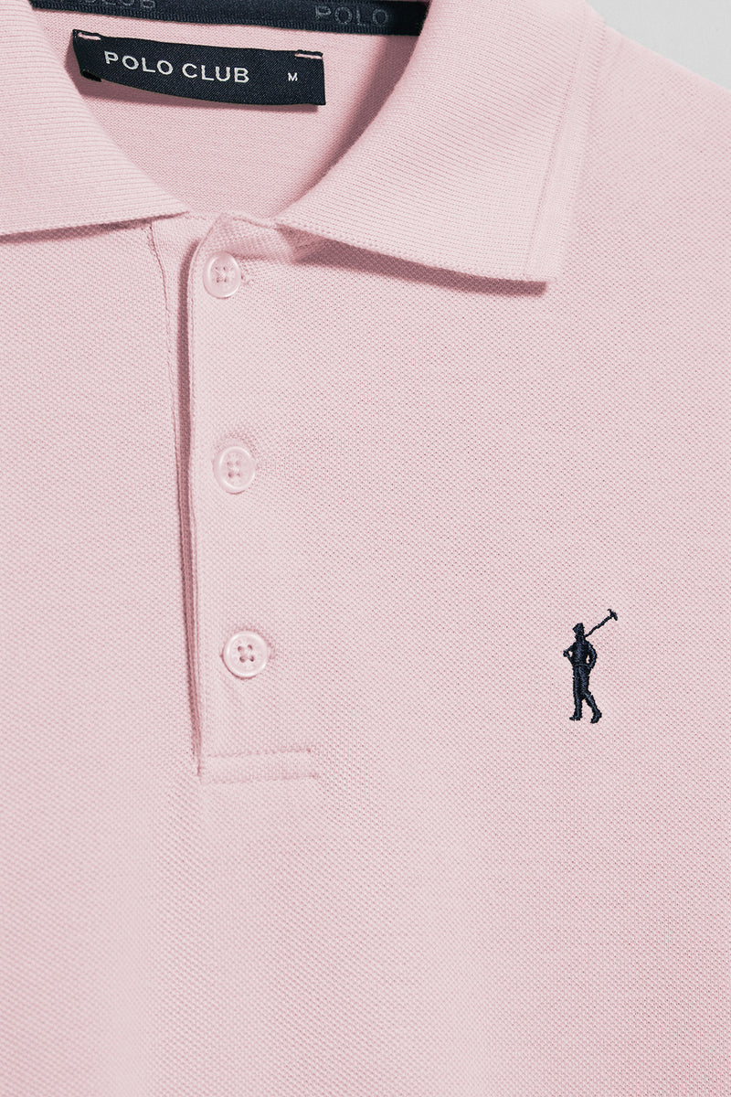Polo rosa de manga corta y tres botones con logo bordado Rigby Go
