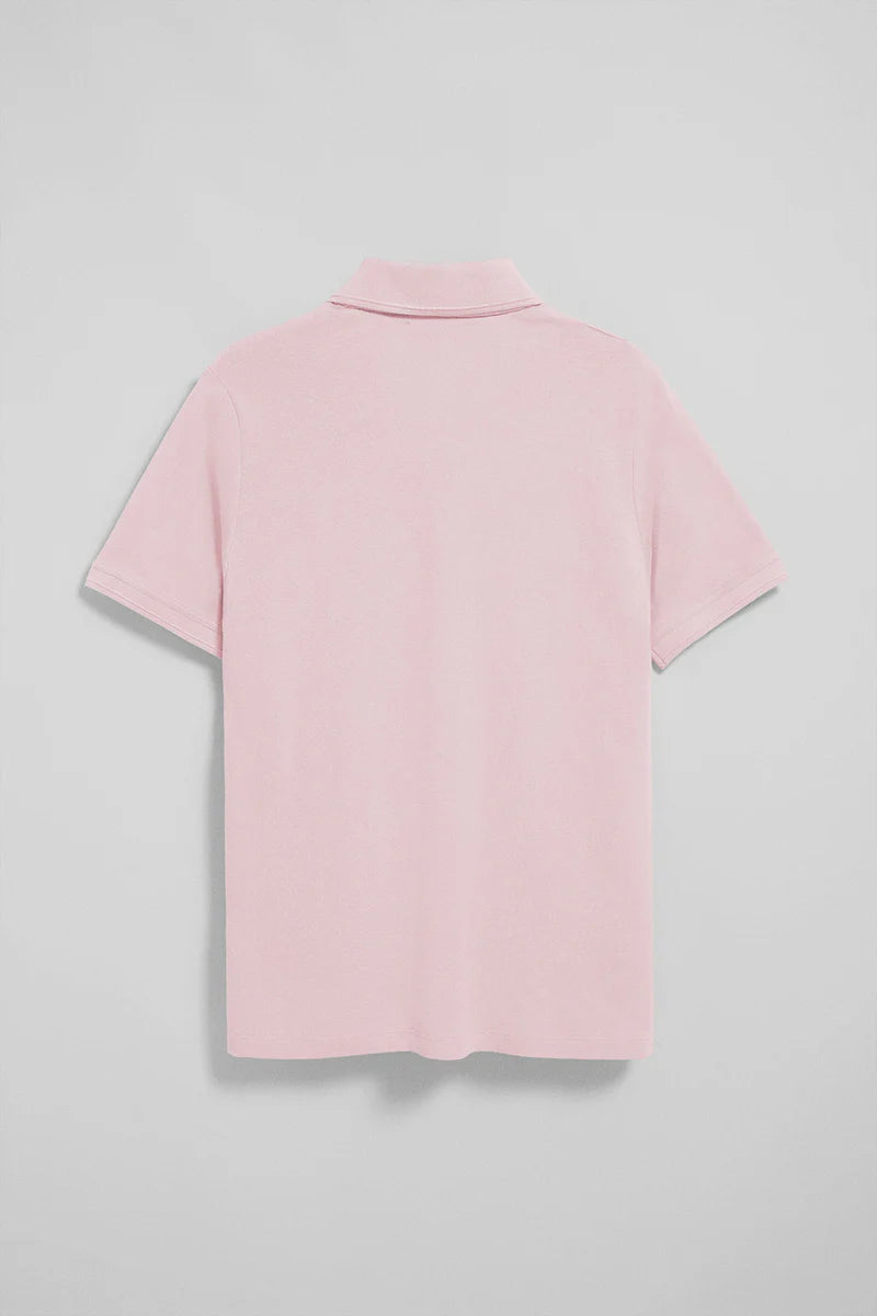 Polo rosa de manga corta y tres botones con logo bordado Rigby Go