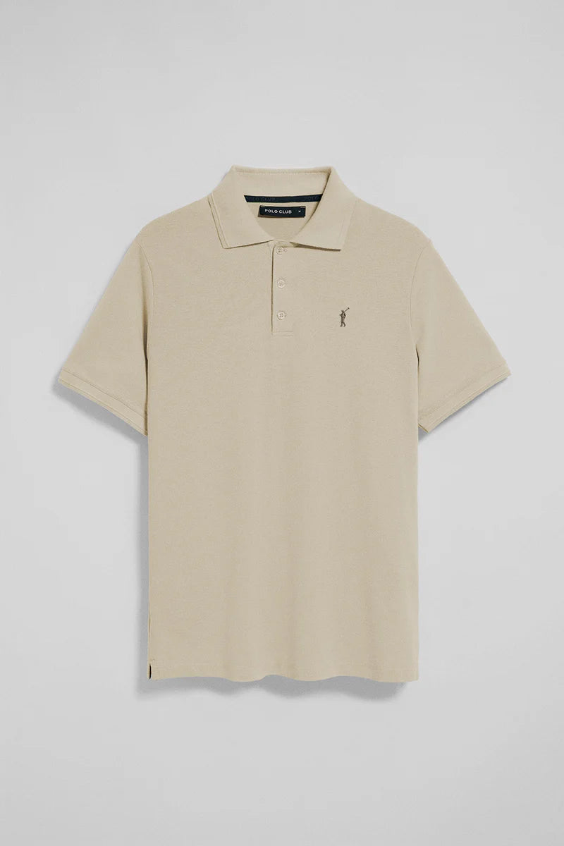 Polo beige de manga corta y tres botones con logo bordado Rigby Go