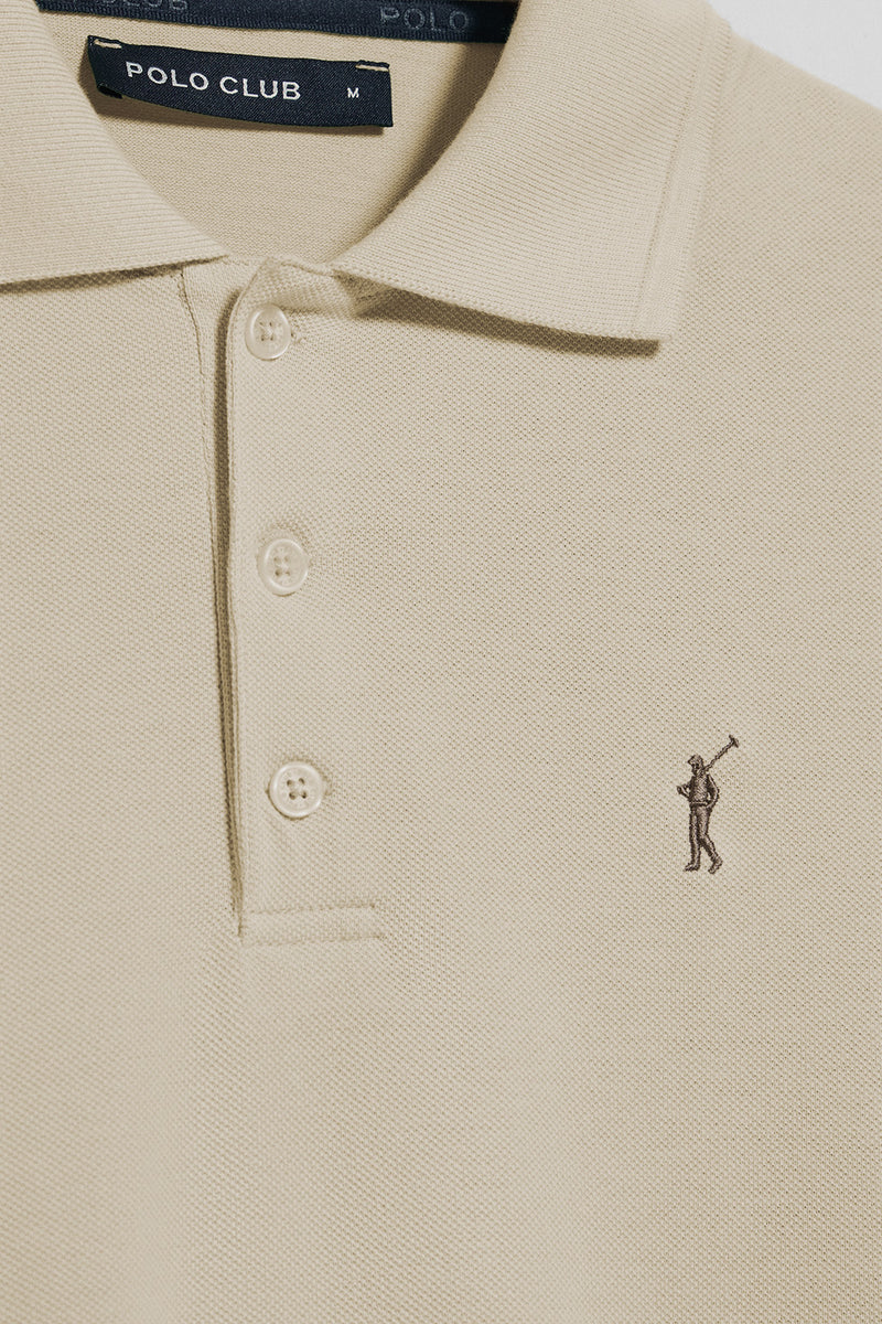 Polo beige de manga corta y tres botones con logo bordado Rigby Go