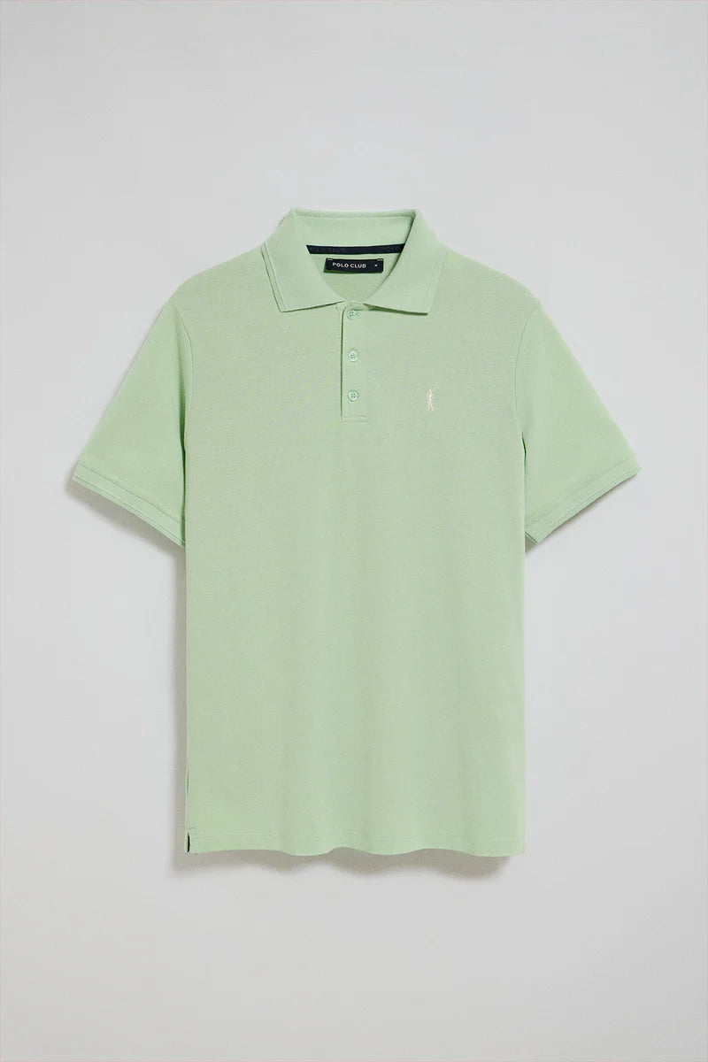 Polo verde menta de manga corta y tres botones con logo bordado Rigby Go