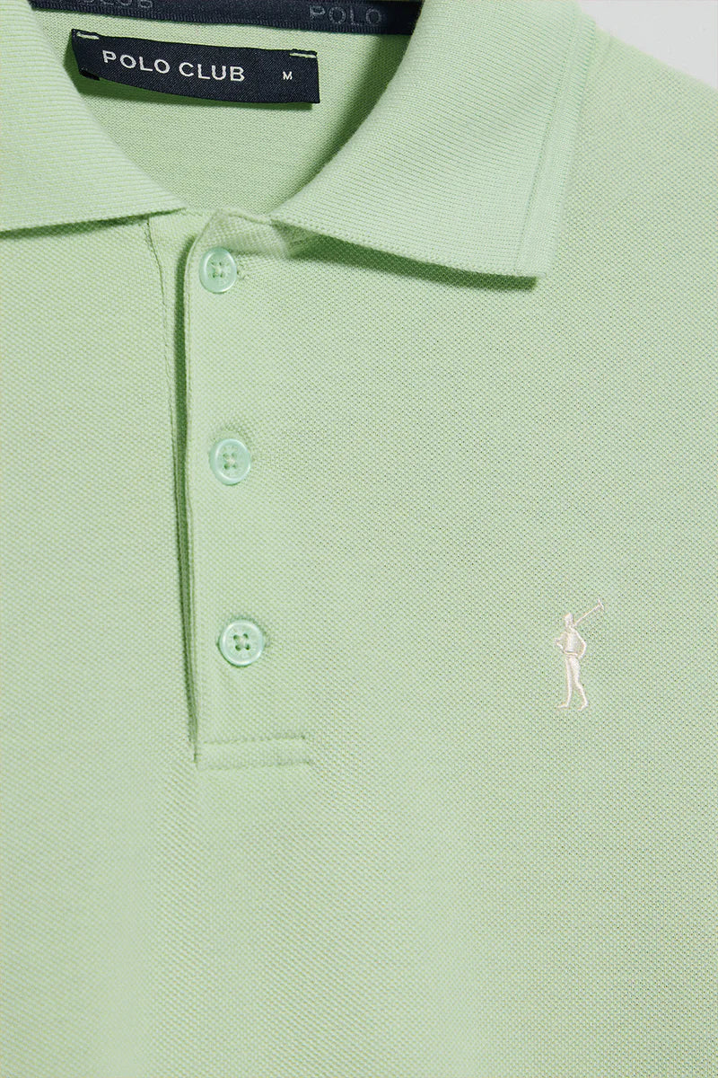 Polo verde menta de manga corta y tres botones con logo bordado Rigby Go