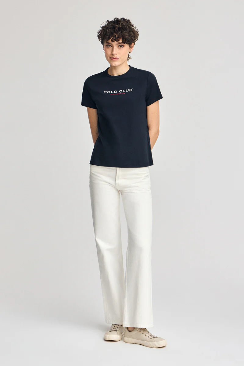 Camiseta Básica Azul Marino con Logo Engomado Polo Club