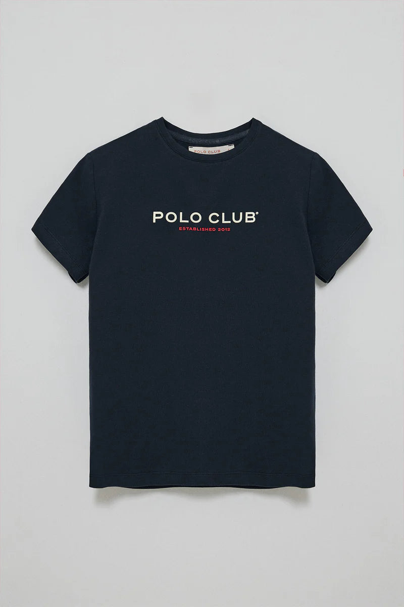 Camiseta Básica Azul Marino con Logo Engomado Polo Club