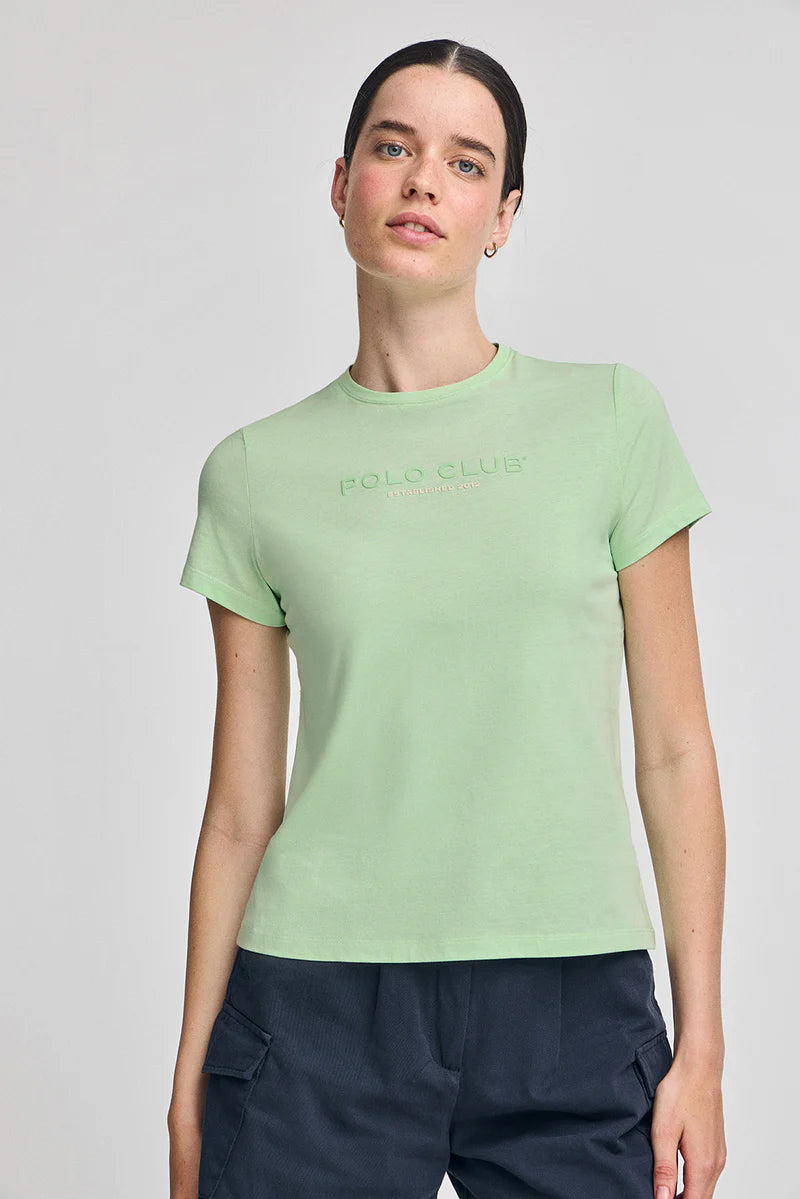 Camiseta Básica Color Menta con Logo Engomado Polo Club