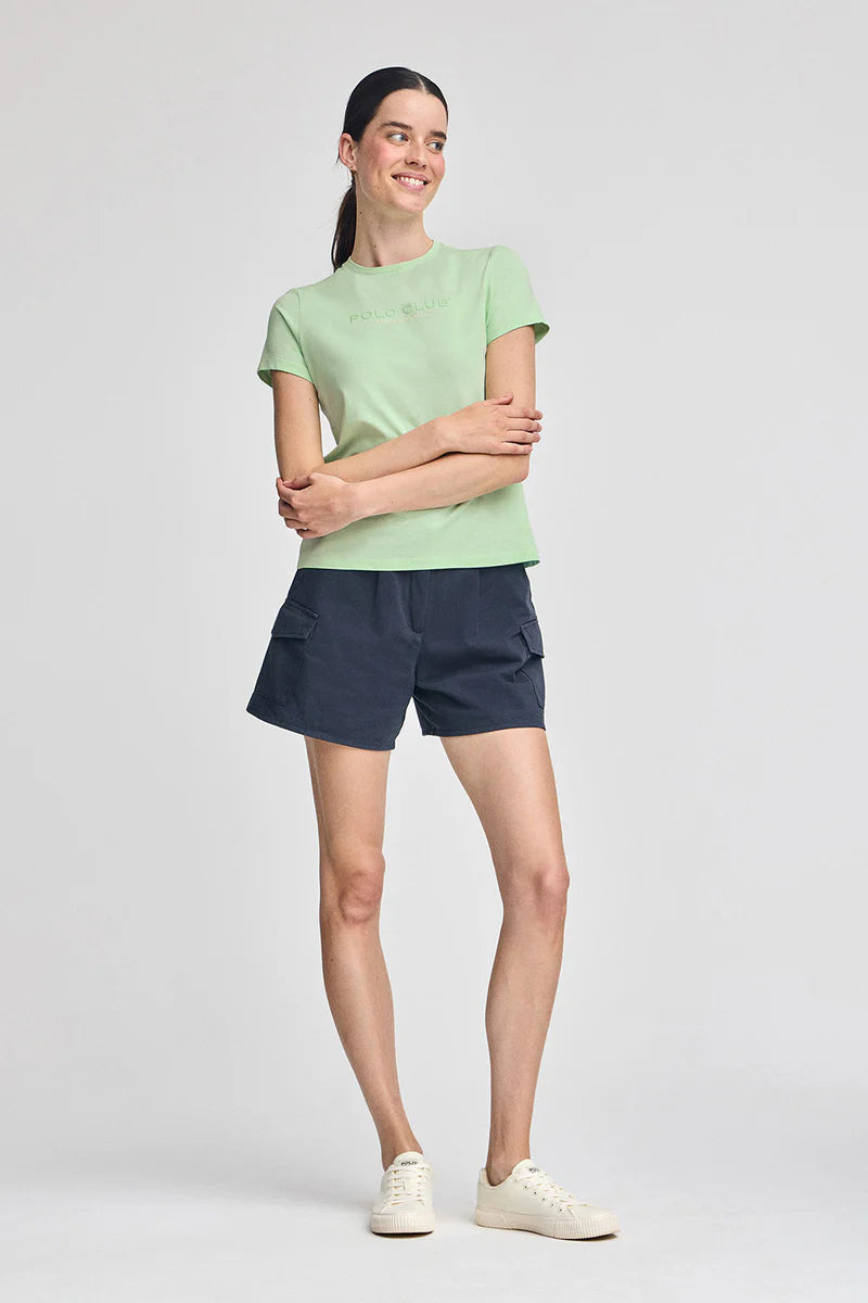 Camiseta Básica Color Menta con Logo Engomado Polo Club