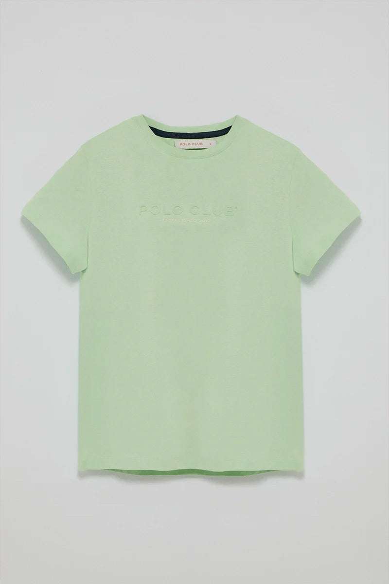 Camiseta Básica Color Menta con Logo Engomado Polo Club