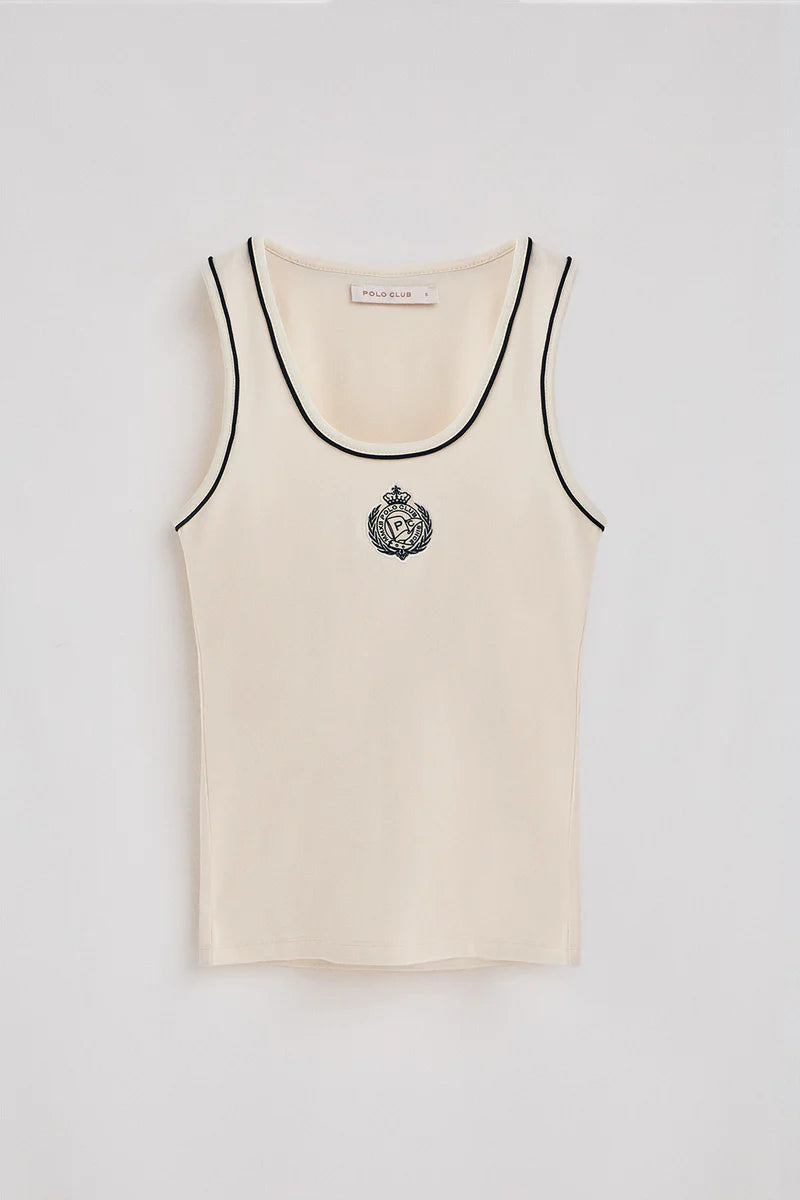 Camiseta Color Crudo de Tirantes con Escudo Náutico