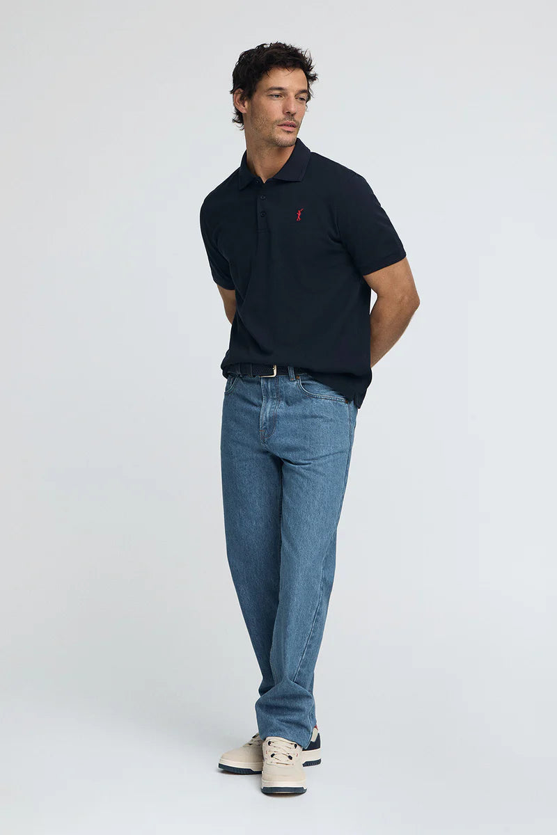 Polo Azul Marino Piqué Rigby Go - Logo Bordado