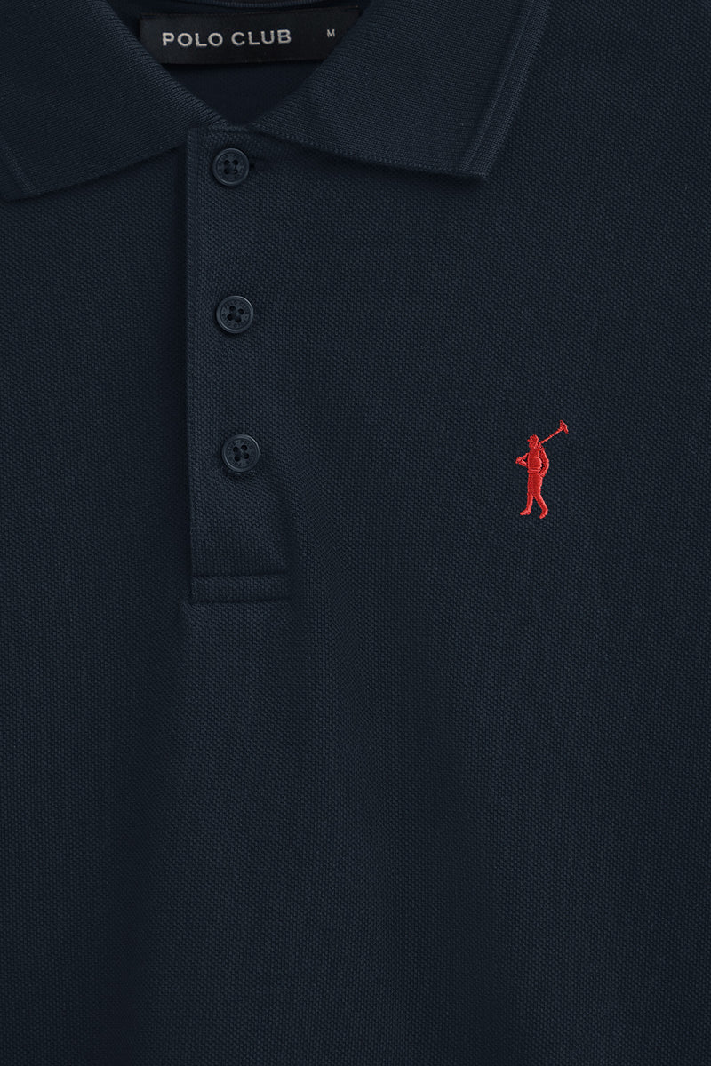 Polo Azul Marino Piqué Rigby Go - Logo Bordado