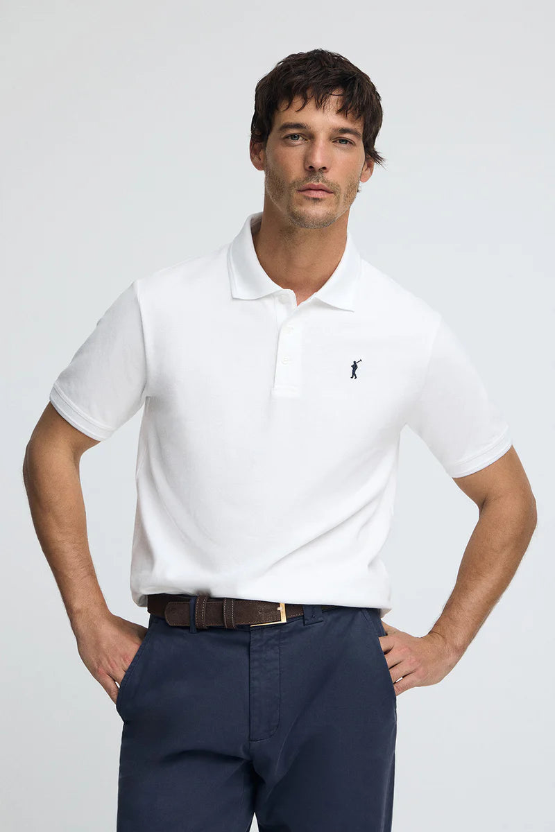 Polo blanco de piqué con logo bordado Rigby Go